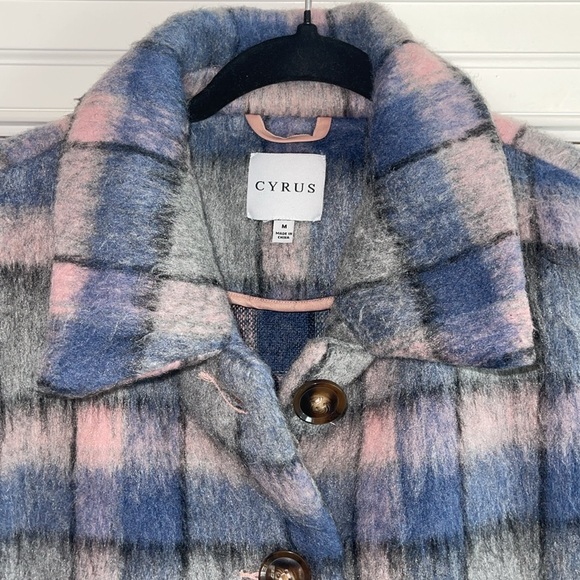 Cyrus jacket shacket blazer fuzzy medium blue pink gray periwinkle - Picture 2 of 12